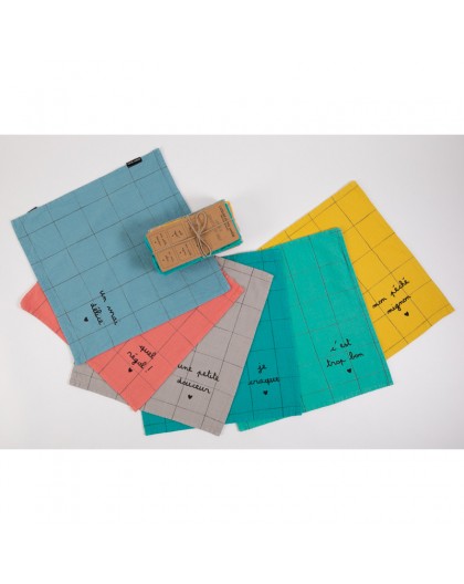 LOT DE 6 SERVIETTES DE TABLE JE CRAQUE - SOPHIE JANIERE