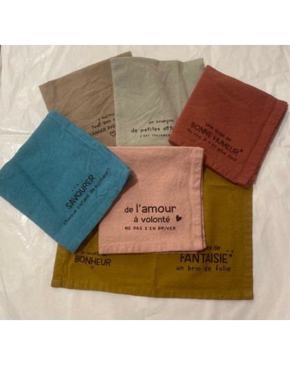 LOT DE 6 SERVIETTES DE TABLE LA RECETTE DU BONHEUR- SOPHIE JANIERE