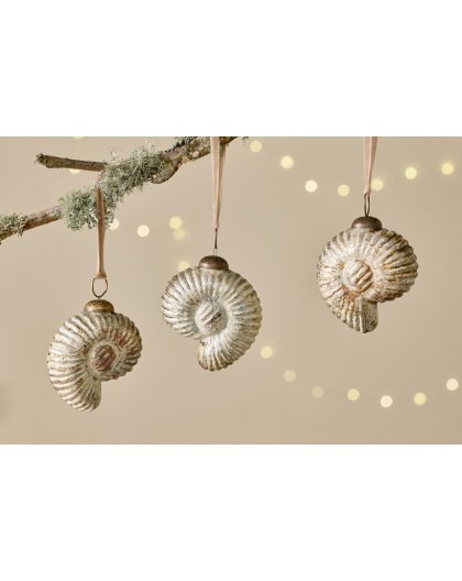 DECORATION DE NOEL COQUILLAGE ESCARGOT EN VERRE SACHIN- NKUKU