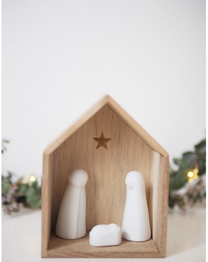 PETITE CRECHE EN BOIS ET PORCELAINE - RÄDER