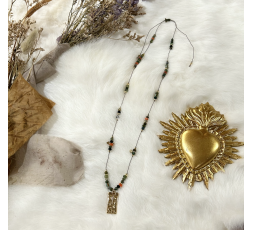 COLLIER PERLES ET PLAQUE EGYPTIENNE - LES FILLES DE COEUR