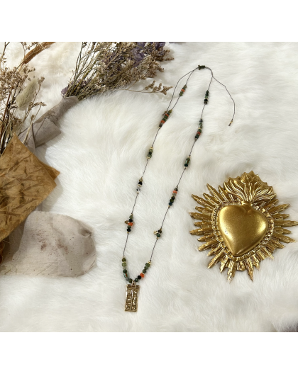 COLLIER PERLES ET PLAQUE EGYPTIENNE - LES FILLES DE COEUR